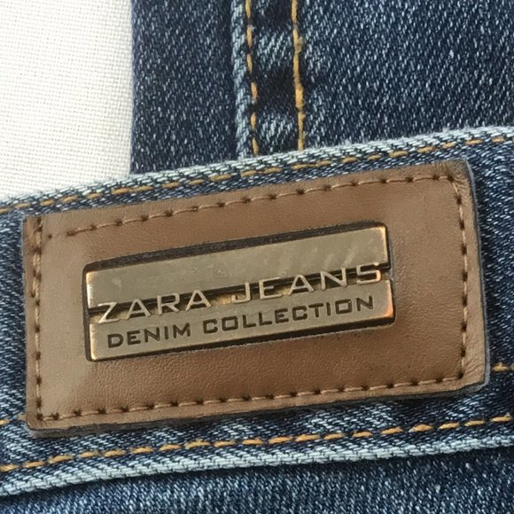 ZARA JEANS Collection Women's Straight Jeans Mid Rise Logo RN USA 773  Blue 34 - Picture 8 of 10
